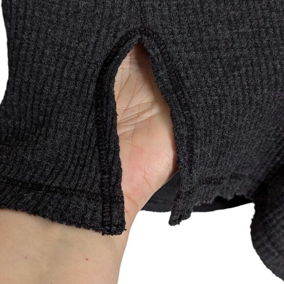 t.la Anthropologie Sz S OS Womens Waffle Knit Thermal Top  Gray Keyhole Tunic - Picture 5 of 10